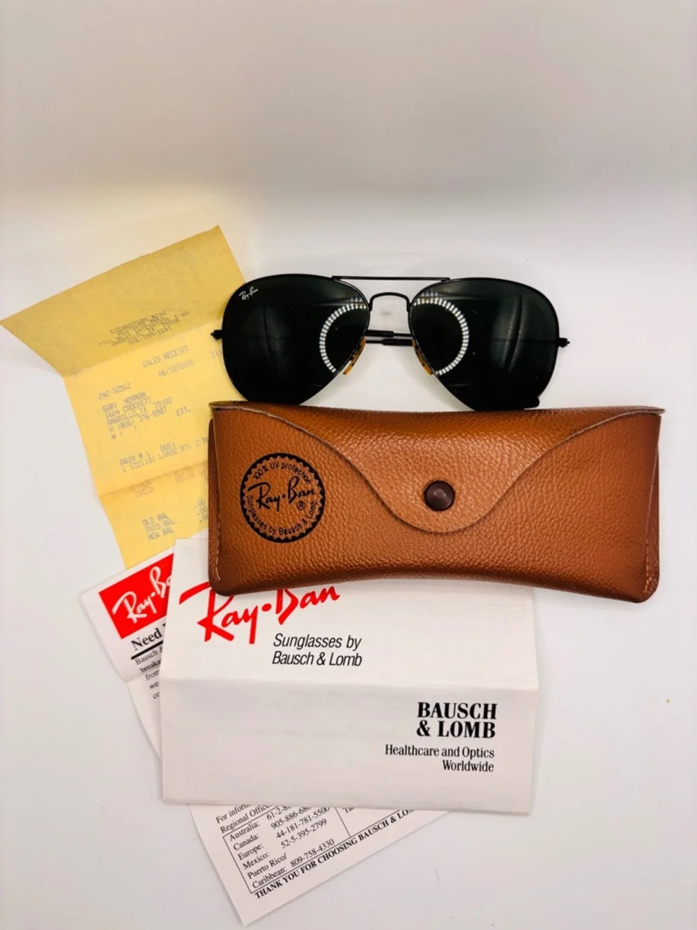 Vintage Ray-Ban Aviator RB3025 Sunglasses w/ Case & 2000 Purchase Docs